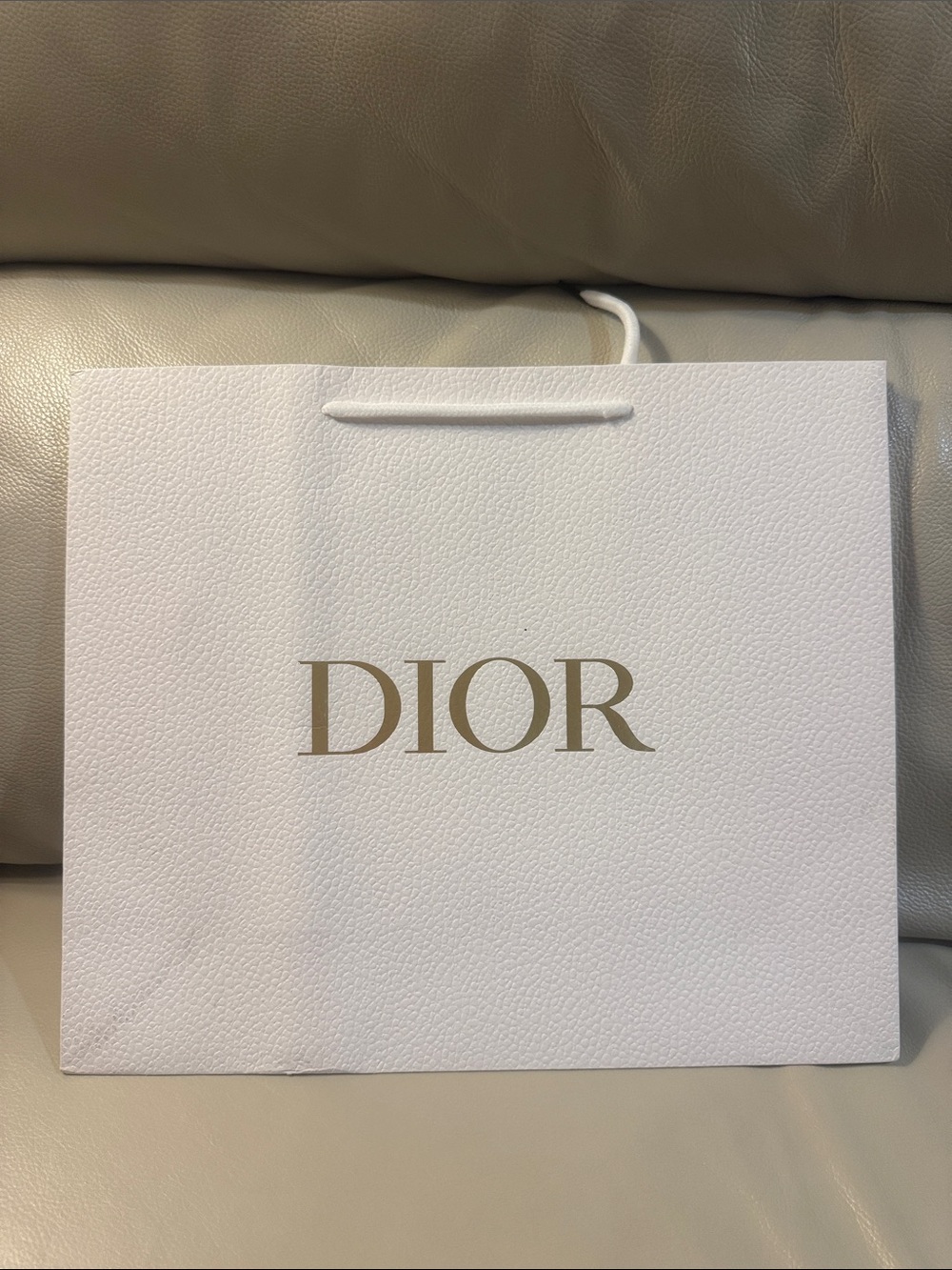 Dior White shopping bag with Gold Logo